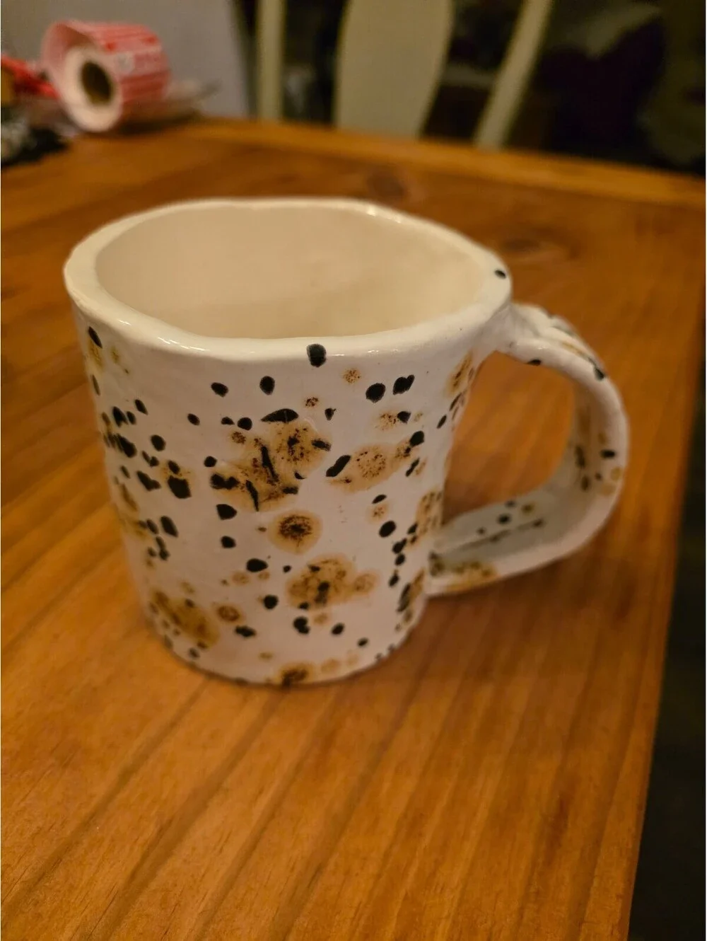 Handcrafted Ceramic Mug with Unique Brown and Black Speckled Design
